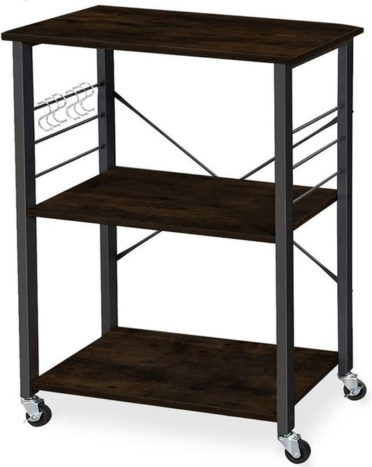 Goliving Küchenwagen - Küchenschrank - Küchenregal - Servierwagen - Küchenorganisator - Modern - 60 x 40 x 89 cm - Schwarz