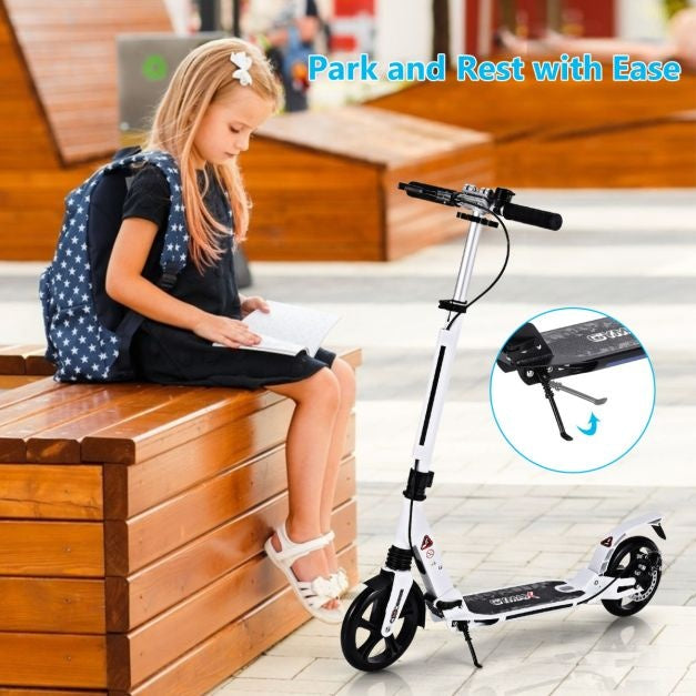 Coast Kick Scooter - Mit der Glocke und Stützgurt - Höhenverstellbar - Faltbar - Weiß