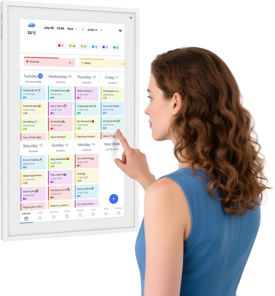 TABWEE P15 15,6-Zoll-Digitalbilderrahmen mit Touchscreen – 1080p Full HD, intelligenter Familienplaner, Digitalbilderrahmen und Aufgabenliste, interaktives Kamin-Display – Wand- und Schreibtischmontage für nahtlose Planung