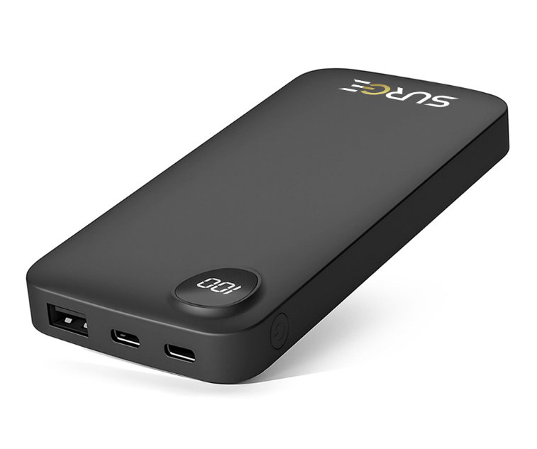 Surge C-Twin Powerbank 10.000mAh 22,5W - 2x USB-C + USB - Schwarz - Kompakt 14,2 x 6,8 x 1,6 cm