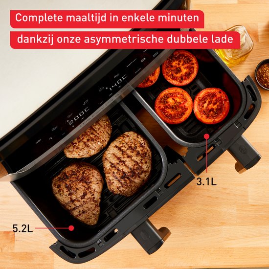 Tefal Dual Easy Fry & Grill EY905D – Heißluftfritteuse XXL – Edelstahl – 2700 W – 8,3 l