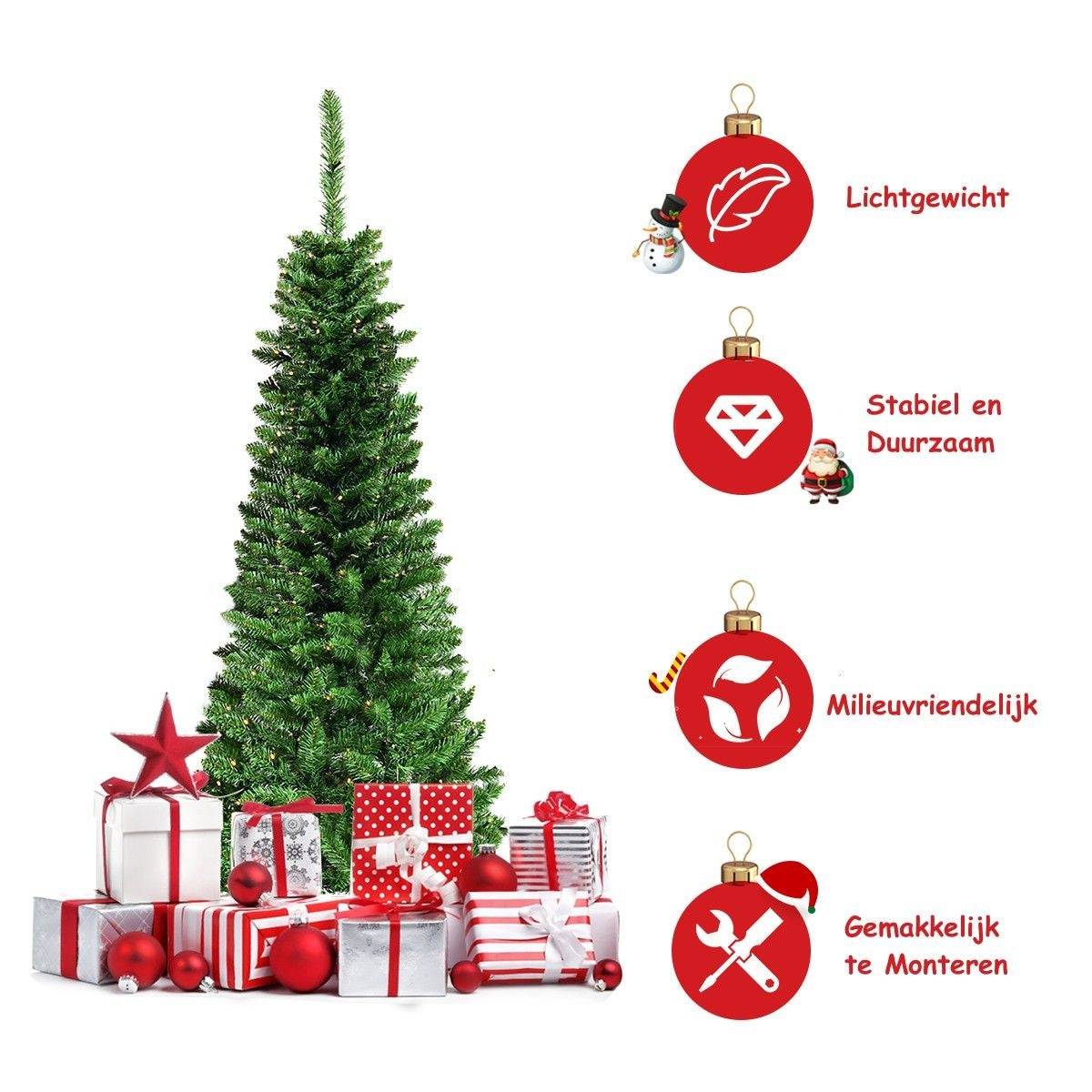 Künstlicher Weihnachtsbaum Coast Schmal - MIT warmweißen LED-Lichtern - Grün - 135cm