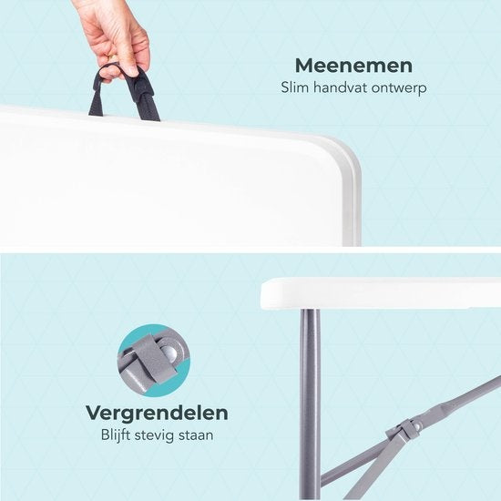 LifeGoods Zusammenklappbarer Tisch - 60x120cm - Campingtisch - Wetterfest - Klapptisch - Weiß