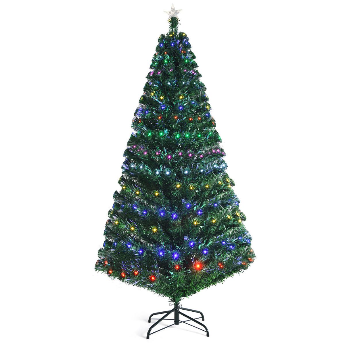 Coast Luxury Artificial Christmas Tree 210 cm Grün - Mit LED und Glasfaser Farbbeleuchtung