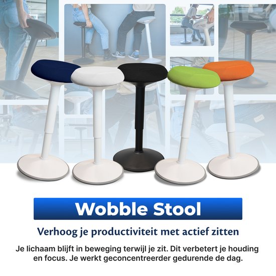 Backerz Wackelhocker – Ergonomischer Wackelstuhl, Höhe 40–60 cm – Balancehocker – Sitz-Steh-Hocker – Sattelhocker, schwarz