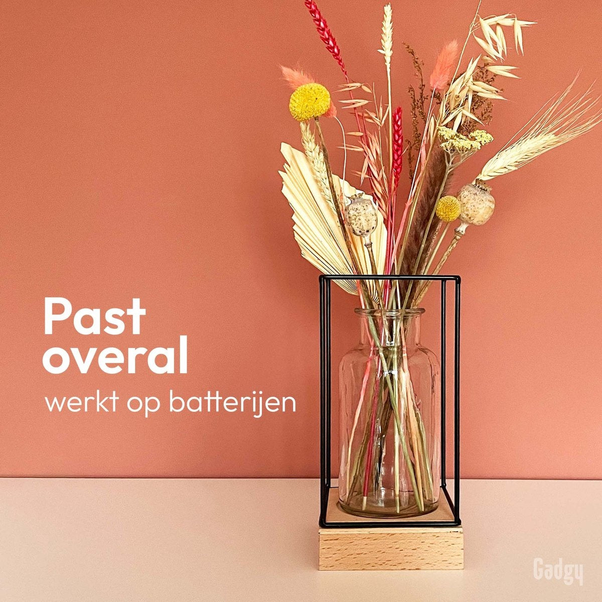 Gadgy Vase mit LED-Beleuchtung - Vasenlampe - Glasvase mit Lampe - Muttertagsgeschenk - Hydroponisch - Batteriebetrieben - Tischlampe - Ã˜11cm