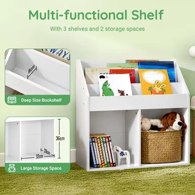 SoBuy Kinderbücherschrank mit Staufächern – 73 x 30 x 80 cm – Weiß