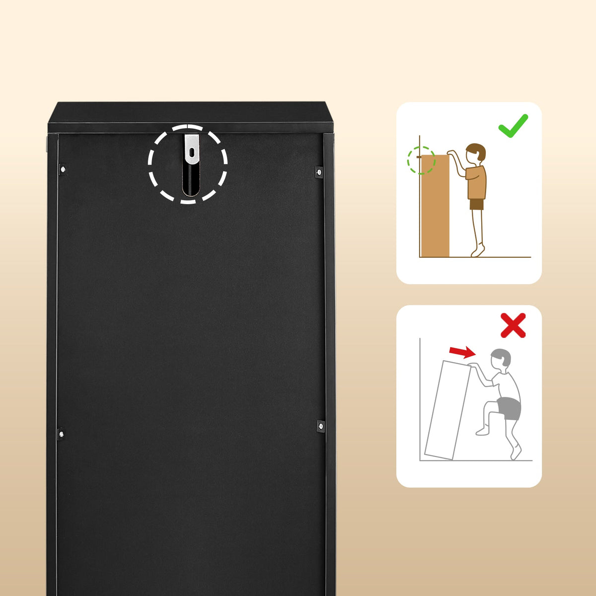sobuy Schmaler Badezimmerschrank - 30x30x90 cm - Bambus & Schwarz - kompakter Badezimmerschrank mit Tür und verstellbaren Einlegeböden