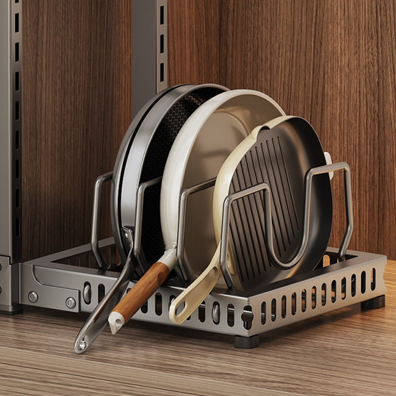 MAXCOOK 3-stöckiges Aufbewahrungsregal aus Kohlenstoffstahl für Töpfe und Pfannen, verstellbar, für Küchenschränke, 23 × 28 × 43 cm