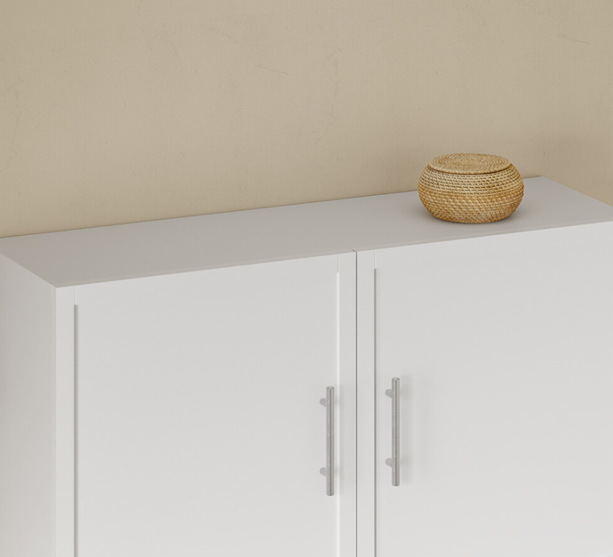 SoBuy Wandschrank 90 x 70 x 28,5 cm – Weiß – 2 Türen – Verstellbares Einlegeboden