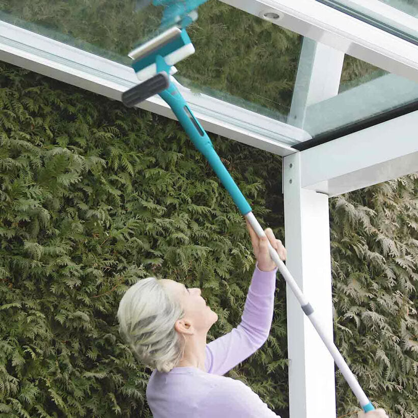 Livington WindowBuddy 3-in-1-Fensterreiniger mit Teleskopstiel und Schmutzwassertank