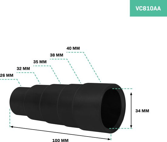 VONROC Vakuumadapter / Universaladapter für Absaugstutzen von 26-40mm - Für Elektrowerkzeuge - 3 Stück