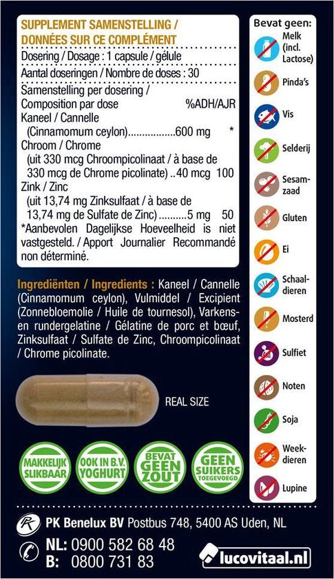 Lucovitaal Blutzucker Nahrungsergänzungsmittel - 30 Kapseln