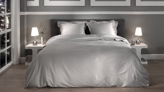 Heckettlane Bettbezug „Punto“ – Bettwäsche mit Punkten – 260 x 200–220 cm – Einzelbetten XL – Grau – Bettbezug aus 100 % Baumwollsatin