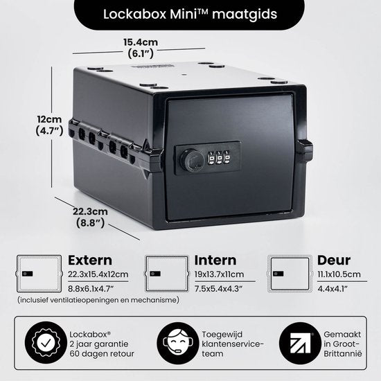 Lockabox Mini™ Aufbewahrungsbox mit Zahlenschloss - Abschließbarer Medizinschrank - Polycarbonat-Tresor - kühlschrank- und gefrierschrankgeeignet - 3 Liter - 22,3 x 15,4 x 12 cm