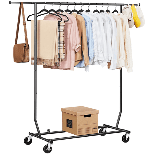 Yaheetech Kleiderständer – Verstellbar 129,5–189 cm – Auf Rollen – 90 kg – Schwarz