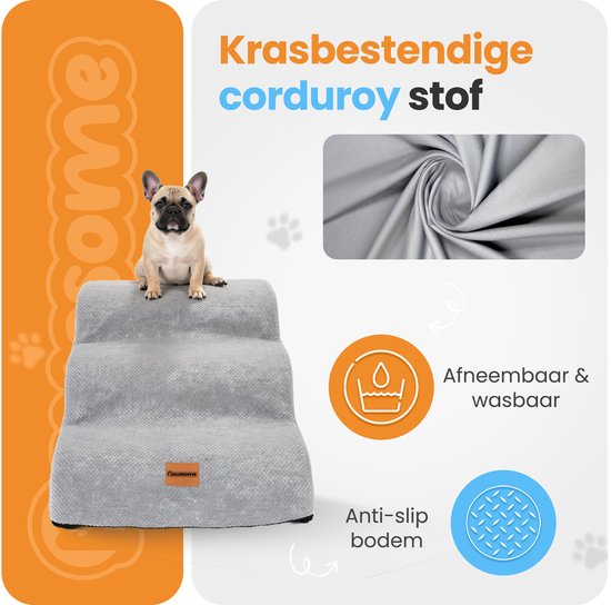 Pawesome - Hundetreppe für Hunde - Hundetreppe - 3 Stufen - 40 x 60 x 40 - extra stabil und komfortabel - 30D Material