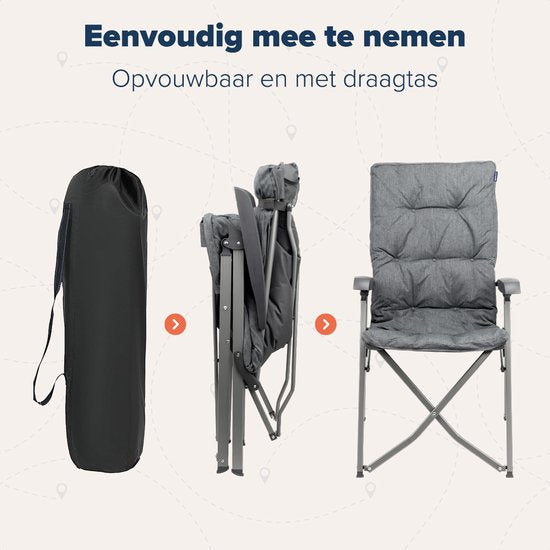 TRVLMORE - Campingstuhl - Inklusive Tragetasche - 150 kg Tragfähigkeit - Grau