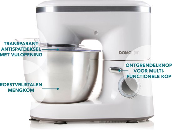 DOMO DO9175KR – Küchenmaschine PUUR – 4 l – Weiß
