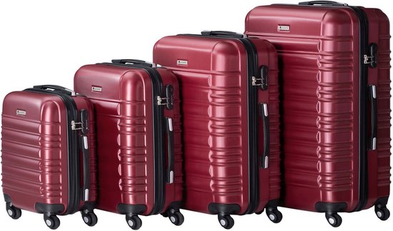 Trolley Reisekoffer Set / Kofferset Rom - 4-teilig - Rot - ABS