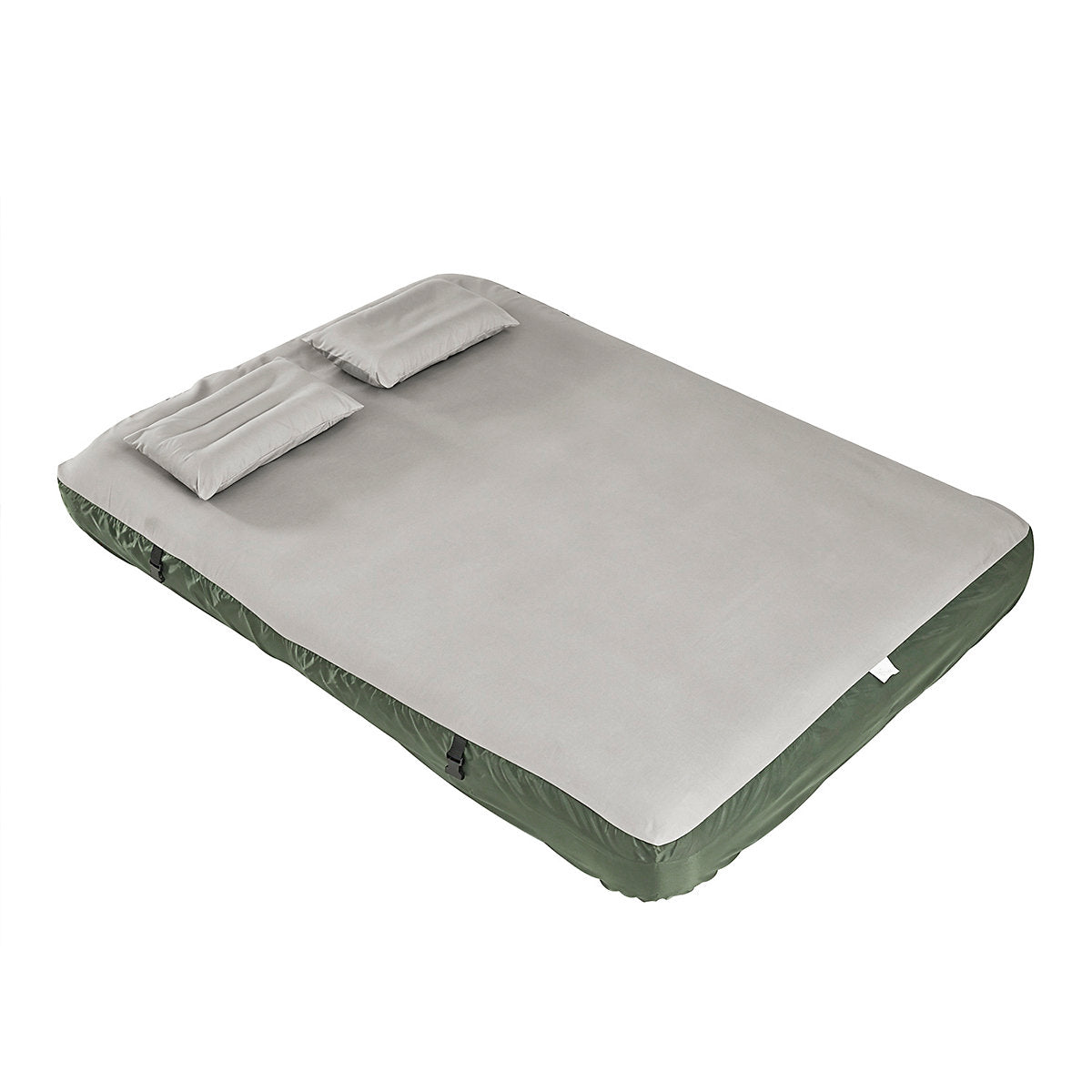 SoBuy Aufblasbare Luftmatratze 191 x 137 x 22 cm – Integrierte Kissen – 150 kg – Grau/Dunkelgrün
