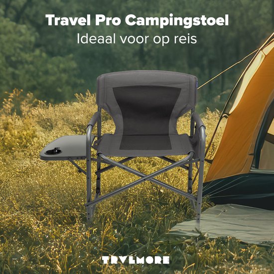 TRVLMORE Campingstuhl - Zusammenklappbar - Leichtgewicht - 120 kg Belastbarkeit - Grau