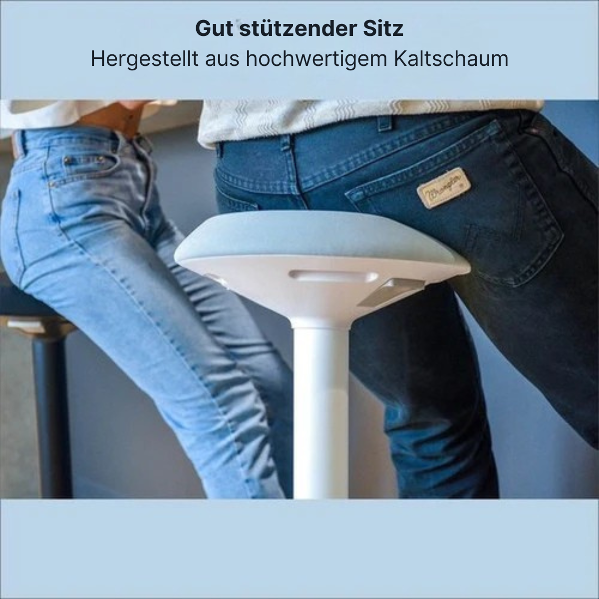 Bckz - Balance Hocker - Wackelhocker - Ergonomischer Bürostuhl - Sattelhocker - Höhe 55-80cm - Weiß