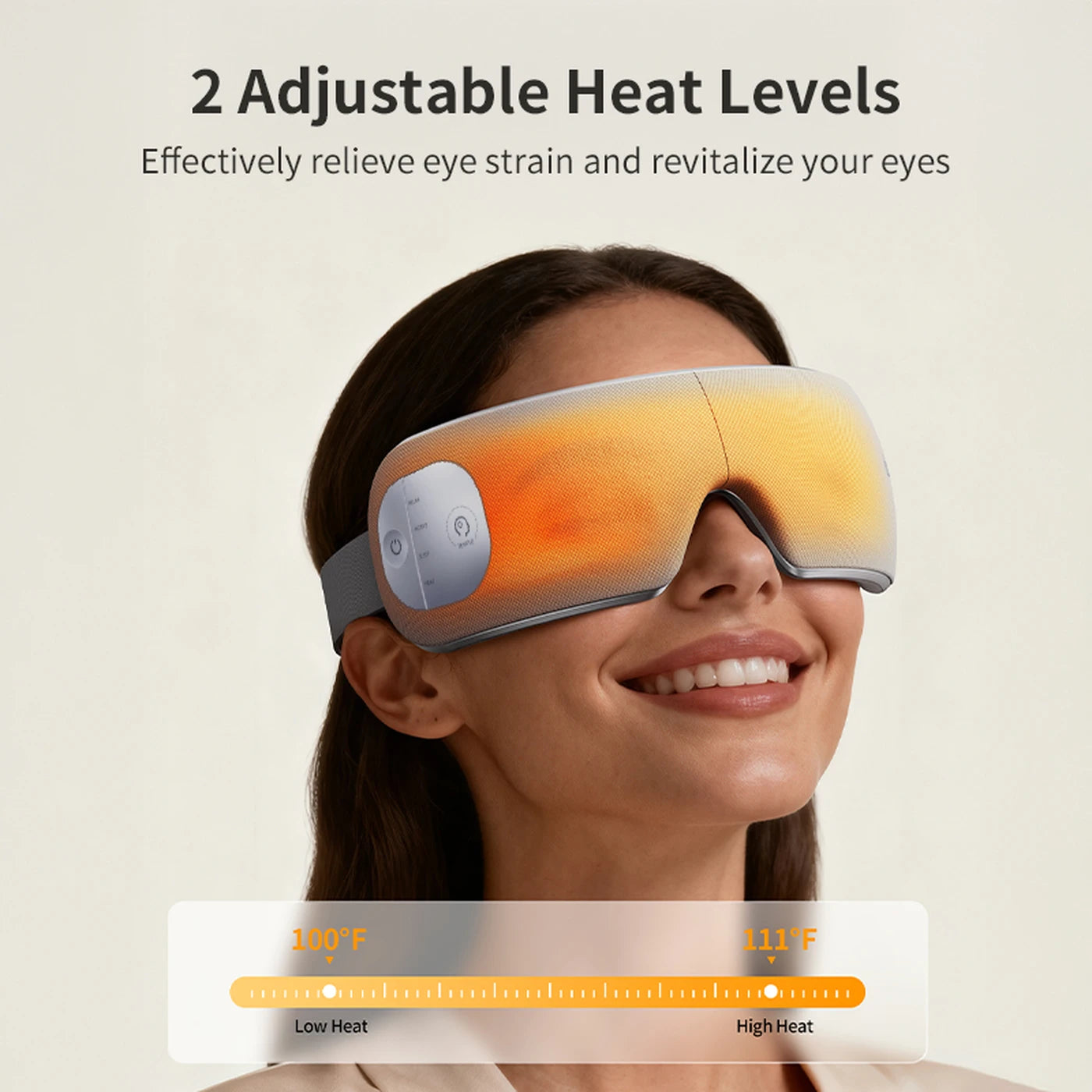 Breo EM005 Augen- und Schlafmaske mit Massagefunktion und Wärme – Luftkompression, Schläfenmassage, USB-C – Schwarz