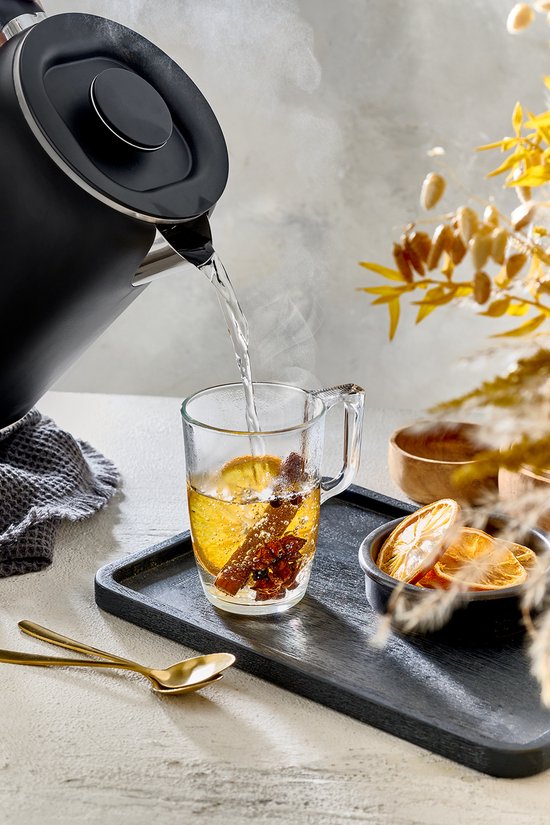 FRITEL Wasserkocher WK 2595 – Heißwasserkocher / Teewasserkocher – 1,7 Liter – 1500 W – doppelwandig – Touch-Display – Warmhaltefunktion – mattschwarz