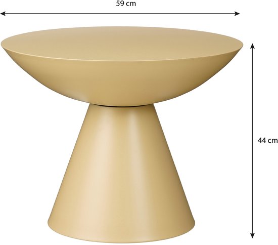 Mica Decorations Celise – Beistelltisch mit großzügiger Tischplatte für den Innenbereich – Couchtisch mit robuster und stabiler Konstruktion – Nachttisch in einer für das Wohnzimmer geeigneten Größe – H 44 x Ø 59 cm – Beige