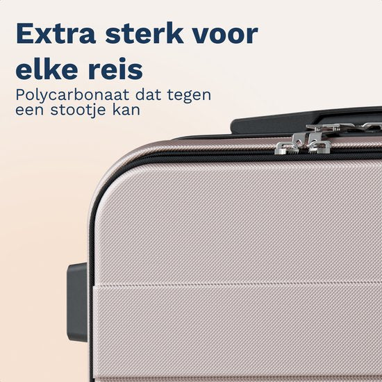 TRVLMORE Reisekoffer – 54 x 37 x 23 cm – Mit Frontfach – 44 l – TSA-Schloss – 4 Rollen – Roségold