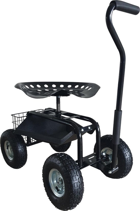 AXI AG22 Gartenhocker auf Rädern für den Garten in Schwarz - Gartenhocker - Kniebundhocker aus Metall mit maximaler Belastung von 150 kg - Sitzhocker mit Stauraum für die Gartenarbeit