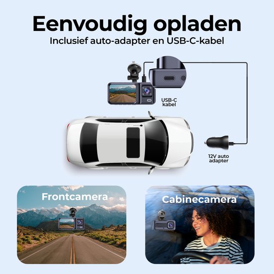 Denver Dashcam - Dashcam für Auto - Front- und Innenraumkamera - Full HD - 120° Weitwinkel - Schleifenaufzeichnung - G-Sensor - CCT2500