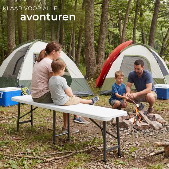 tectake® 2er-Set klappbare Bänke – Gartenbänke – für 8 Personen – Bierbank – tragbare Bänke für Camping-Tisch – Biertisch – Picknicktisch – Gartentisch – 500 kg Tragkraft pro Bank – Weiß