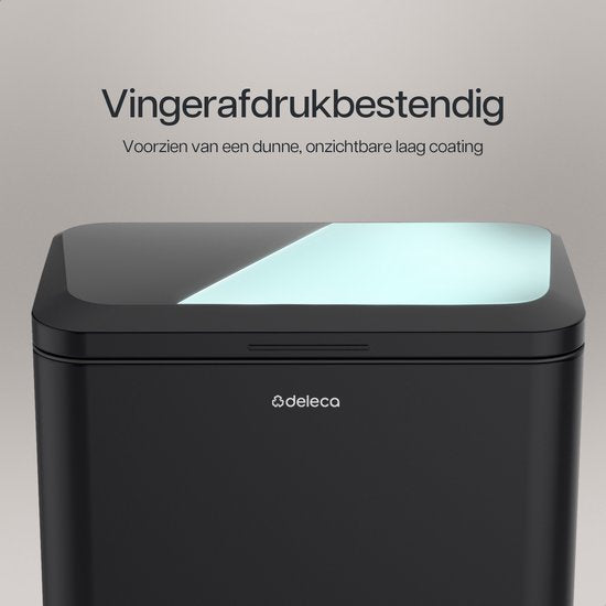 Deleca Mülleimer Prestige - 50 Liter - breit - Edelstahl Mülleimer / Abfallbehälter / Tret-Abfallsammler - mit Fußpedal und Slow Close - Mattschwarz