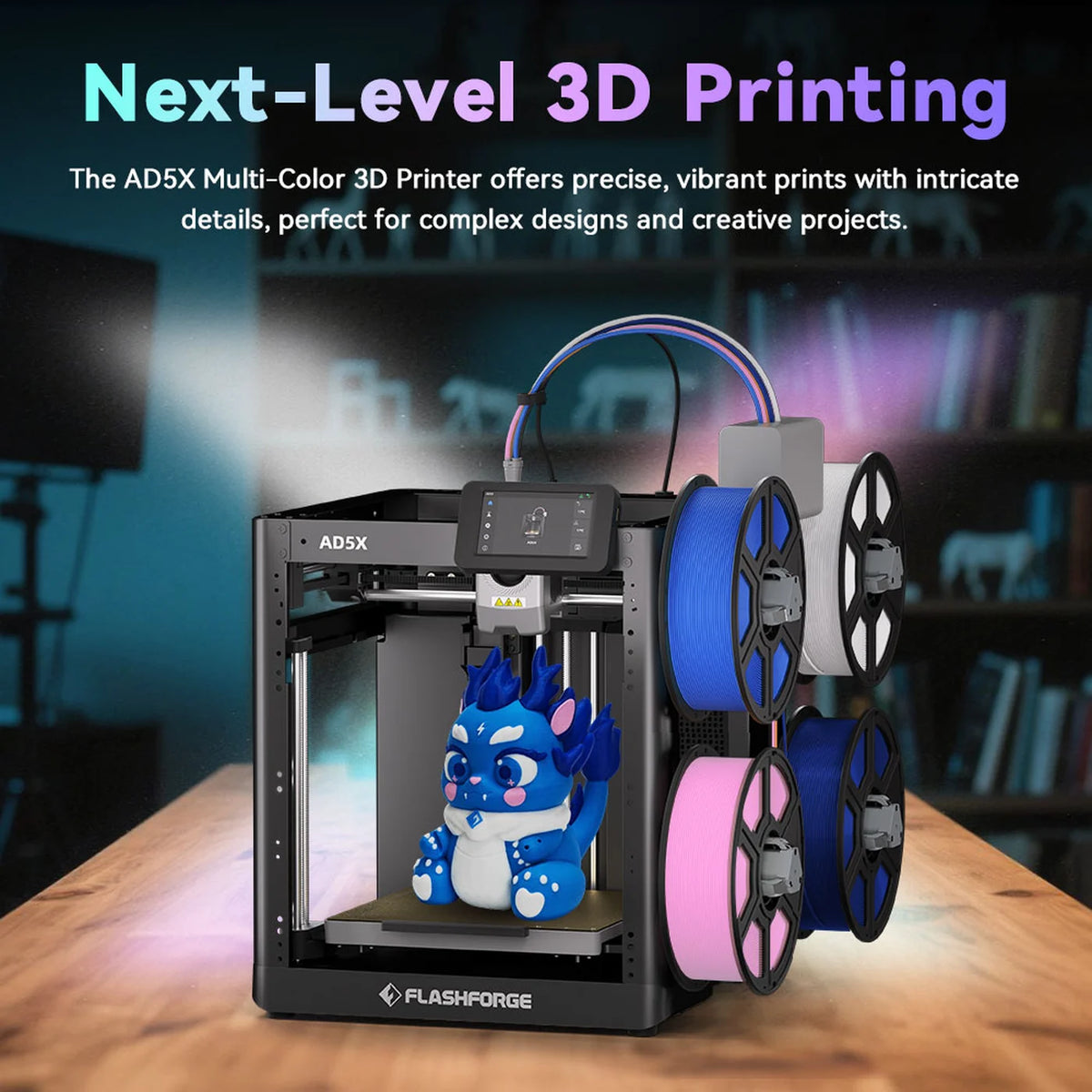 FlashForge AD5X Multicolor-3D-Drucker – 600 mm/s – 4 Farben – 220 x 220 x 220 mm