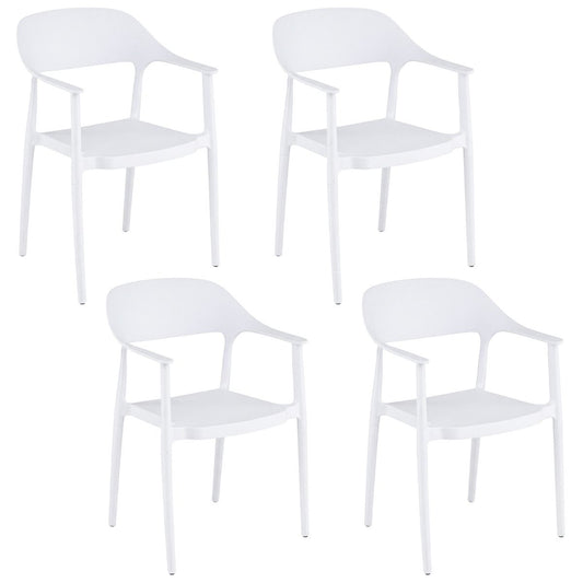 Coast Set aus 4 stapelbaren Gartenstühlen mit Armlehnen und Rückenlehne – Weiß – 57 x 53 x 83 cm