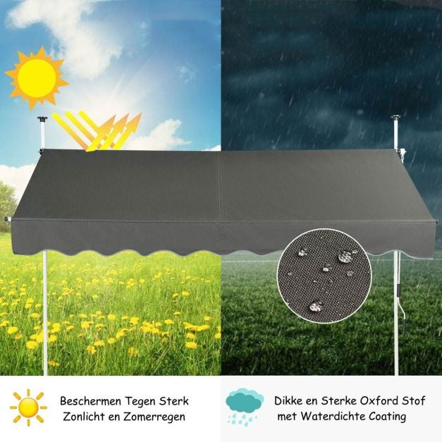 Coast Sonnenschirm - ausziehbar - wasserdicht - 395cm breit - grau