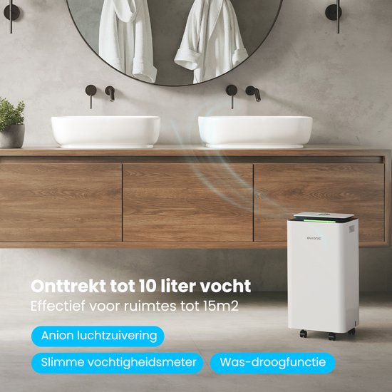 Auronic Luftentfeuchter und Luftreiniger - Pro Series - 10 l pro Tag - Waschtrockenfunktion - Schlafzimmer, Badezimmer und Wohnzimmer - Weiß