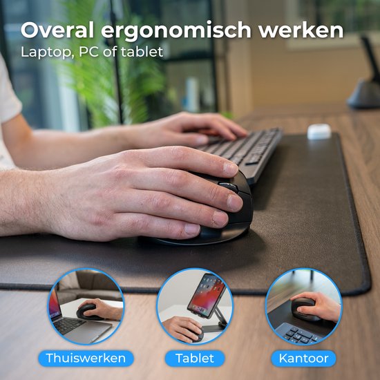Nuvance Ergonomische Maus – Kabellose Maus – Bluetooth-Maus – Kabellose Maus – Geräuscharm – Computermaus – Wireless Mouse – Für Rechtshänder