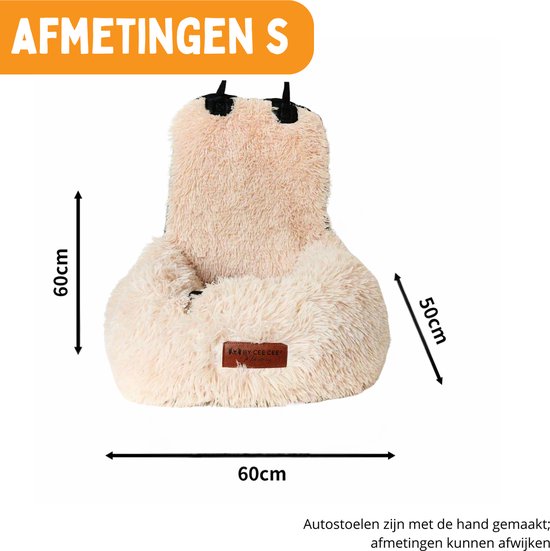 By Cee Cee Autositz Hund Deluxe - Hundekorb Auto mit Sicherheitsgurt - Autokorb Hund - Hundesitz - Autositz - Beige - Beifahrersitz
