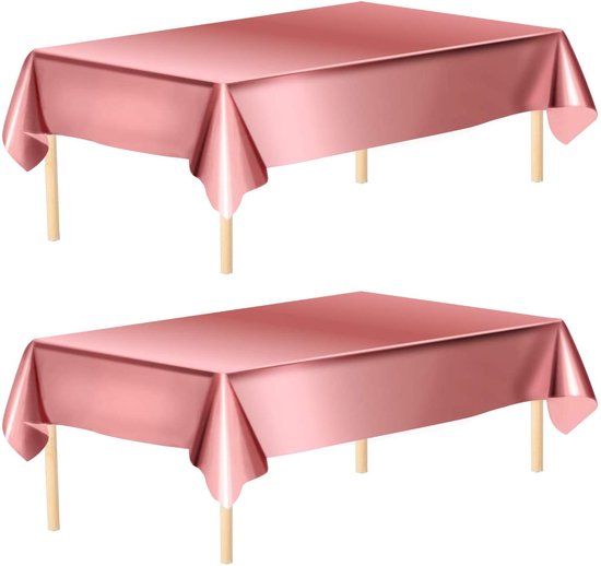 Partizzle 2x Rose Gold Plastic Disposable Tablecloth Set - Geburtstag Hochzeit Sweet 16 Dekorationen - Party Dekorationen - 274 x 137 cm
