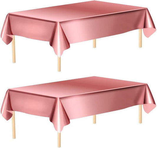Partizzle 2x Rose Gold Plastic Disposable Tablecloth Set - Geburtstag Hochzeit Sweet 16 Dekorationen - Party Dekorationen - 274 x 137 cm