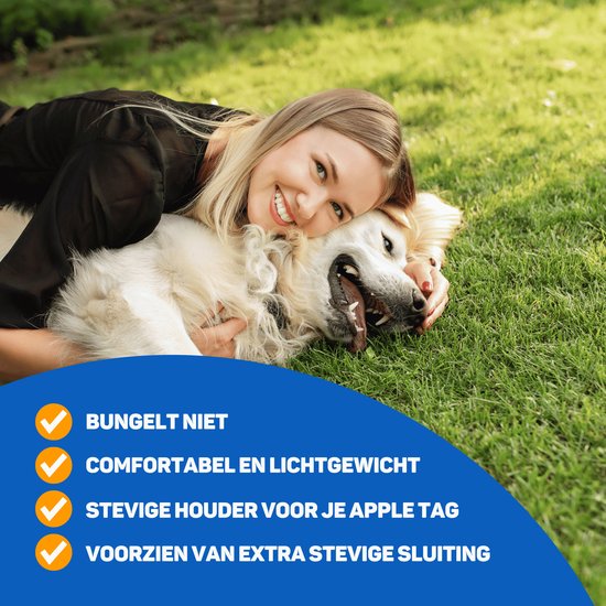 Vulpes Goods® Pets - Hundehalsband geeignet für Apple AirTag - Apple Airtag Collar for Dogs Pro - Sicher, leicht, reflektierend & komfortabel - Kratzfest und wasserabweisend - Inkl. 2 Zubehörteile - 43-51 CM - L