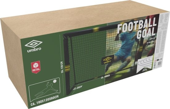 Umbro Fußballtor - 180 x 120 x 60cm - Fußballtor groß - Metall - schwarz/gelb