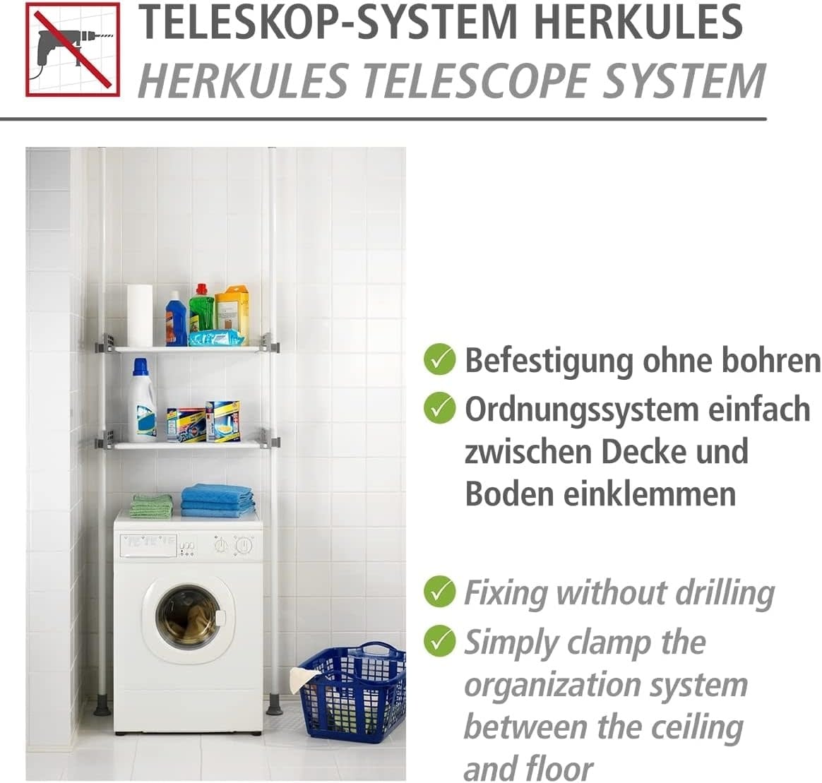 Wenko Herkules Twin Teleskop-Kleiderständer, weiß – 73–120 x 165–300 cm