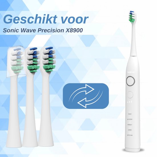 VAIVE Zahnbürste Bürstenkopf Set - 6 Stück - Sonic Wave Precision X8900 - Weiß