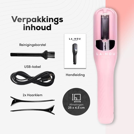 La Nou® Split Remover 4 Haarspitzenentferner - Inkl. Zubehör - Für gespaltene Haare - Haarspitzen-Trimmer - Pink