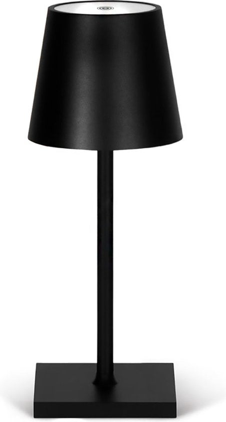 Goliving Tischlampe Wiederaufladbar - Kabellos und dimmbar - Moderne Touch-Lampe - Nachtlampe für das Schlafzimmer - 26 cm - Schwarz