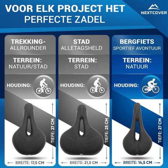 NEXTCOVER® Fahrradsattel MountainBike - Mit Memory Foam 3.0 - Das Original - Damen oder Herren - Schwarz